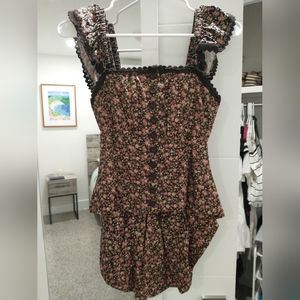 Spring boho floral corset top Betsey Johnson size 2 small French bustle